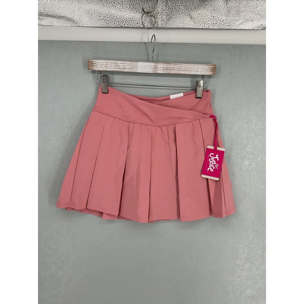 Justice Girls Pleated Skort Nectar Pink Crossover Waist Built-in Shorts L 12/14